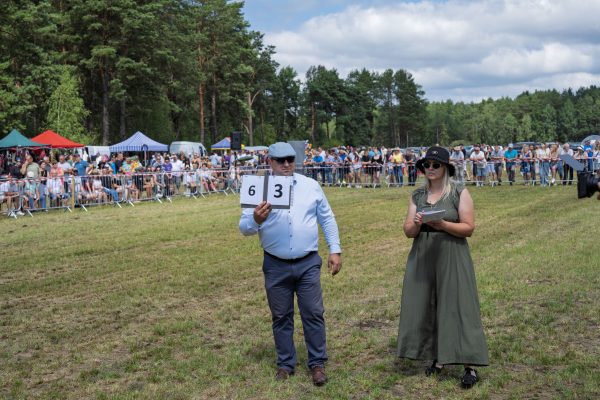 Uczestnicy i organizatorzy przy scenie oraz na terenie Wojewódzkiej Wystawy Koni.